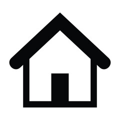 This is a simple black house icon. It represents a home, building, or real estate concept and is commonly used in websites, apps, and user interfaces to indicate a homepage or residential property.