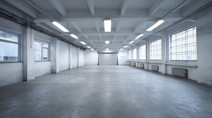 Empty clean garage prepared for car detailing or photography