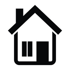 This is a simple black house icon. It represents a home, building, or real estate concept and is commonly used in websites, apps, and user interfaces to indicate a homepage or residential property.