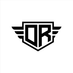 DR Logo vector image of initial shield with wing outline and simple shield