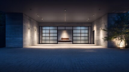 Modern garage with balanced lighting and simple layout