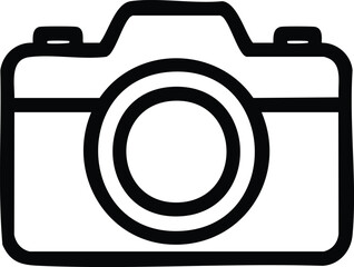 Camera icon represents photography, capturing moments, and visual storytelling in a simple and recognizable form