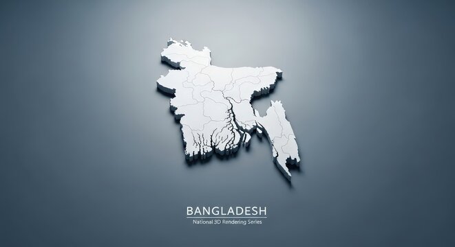 3d map of bangladesh with administrative divisions on a dark background