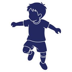 Naklejka premium Silhouette of a Young Boy in Motion Ready to Play and Have Fun Exploring the World around Him