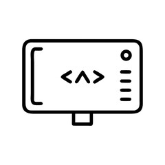 Digital screen mock up with blank display area, featuring simple design elements and icons, ideal for showcasing creative projects and user interface concepts