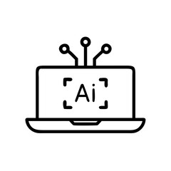 Laptop with AI technology displayed on screen, showcasing innovative digital solutions and modern design, emphasizing the role of artificial intelligence in everyday life and work