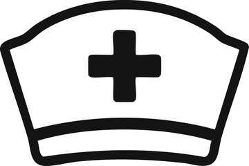 A black and white drawing of a nurse hat for medical and healthcare use