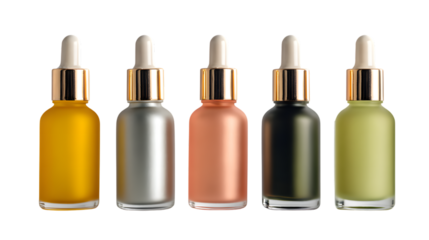 Colorful serum bottles collection for beauty and skin care