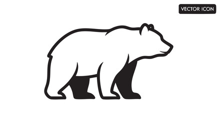 Obraz premium Bear silhouette standing outline icon vector 