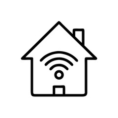 Smart home concept illustration featuring a house with wireless signals, symbolizing modern technology and connectivity in residential living environments with copy space
