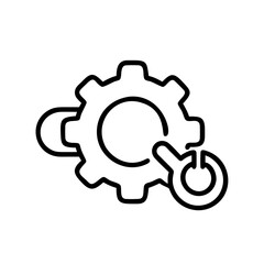 Gear icon representing technology and innovation, featuring a circular design with a wrench, symbolizing engineering, mechanics, and modern tech solutions for various applications