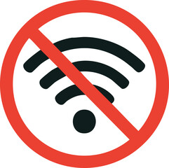 No Wi-Fi sign indicates a lack of internet access or a restricted wireless connection in a specific area