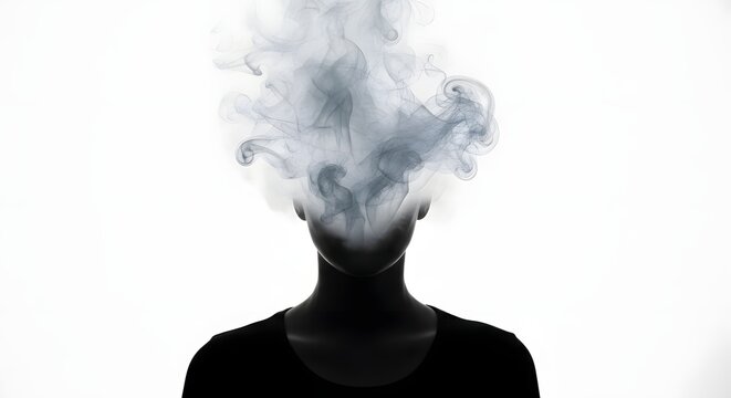 Surreal concept of smoke and mystery with headless silhouette in minimalist design for creative inspiration - Powered by Adobe