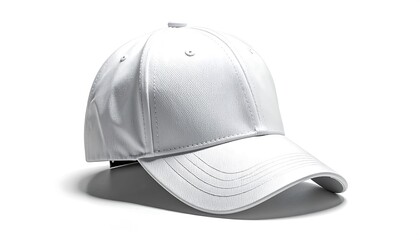 White Baseball Cap on White Background - Clean and Simple.