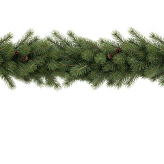 Obraz premium Festive evergreen garland adornment creating a joyous seasonal holiday ambiance and celebration