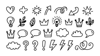 Hand drawn alphabet vector set with floral doodle icon design and seamless arrow pattern illustration