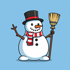 snowman with red hat and scarf