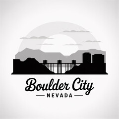 ‎Boulder City Nevada Skyline Silhouette — The Gateway to Hoover Dam in the Mojave Desert Vector Illustration © Greener
