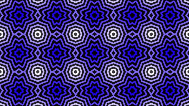 Blue fractal symmetry pattern with luminous motion geometry