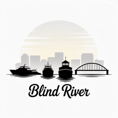 Obraz premium Blind River Skyline Silhouette — Northern Ontario Town on Lake Huron Vector Illustration