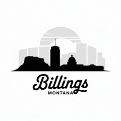 Obraz premium ‎Billings Montana Skyline Silhouette — A Historic City on the Yellowstone River Vector Illustration