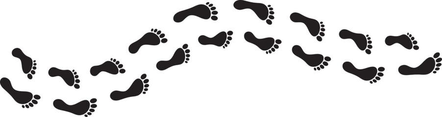 Human footprints icon set. Step Path foot prints symbols. Progress Steps and User Journey foot print