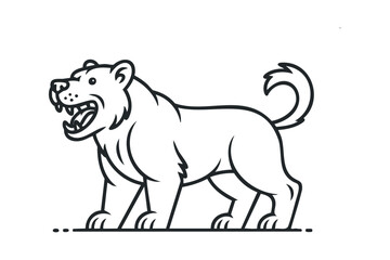 Obraz premium Aggressive Lion Roaring Line Art