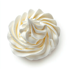 Whipped cream swirl with airy mousse texture isolated on white
