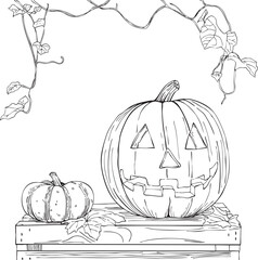 Halloween with Hand Drawn Pumpkin