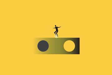 Businessman balancing himself. work life balance career opportunity vector symbol. Job opportunity and career
