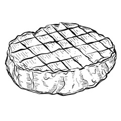 Grilled meat barbecue steak vector line art hand drawn illustration 