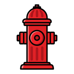 Red Fire Hydrant Illustration of Public Water Source for Firefighting and Emergency Response