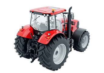 Obraz premium Red modern tractor with large tires