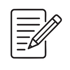 Fototapeta premium a simple black and white line art illustration of a document with a pencil resting on top
