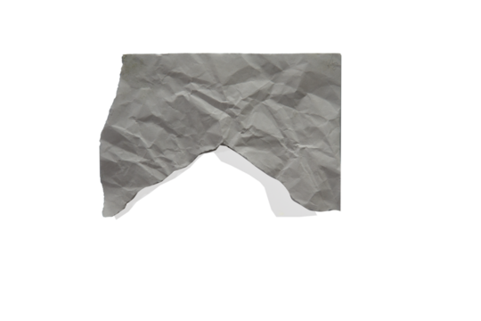 Torn strip of aged gray paper isolated on white background, ripped vintage page edge with rough texture, antique scrap paper piece for collage, design mockup, or retro craft projects