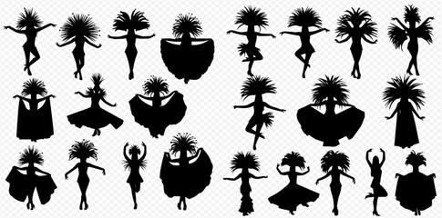 Silhouettes of dancers in various poses, likely performing a cultural dance.