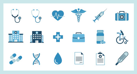 Medical and Healthcare Icon Set for Hospital and Wellness Services