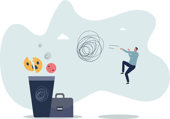 Get rid of work anxiety, stressed and unhappiness emotion, relax to gain happiness concep.life and employment of people.