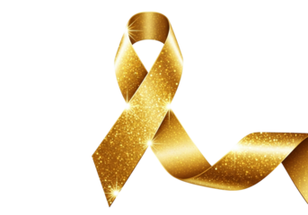 Sparkling gold ribbon, symbolizing hope, awareness, and celebration