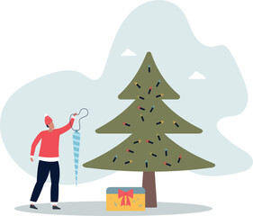 Icicle-shaped decoration for the Christmas tree. Winter holidays concept.