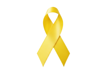 A single yellow awareness ribbon, a symbol of hope, support, and solidarity for various causes
