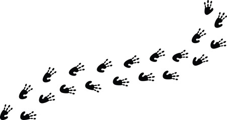 Animal footprint trail silhouette, wildlife track vector, paw print pattern, nature path design, animal mark illustration, black minimal graphic