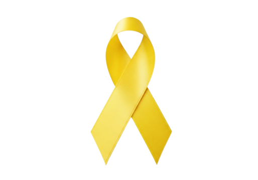 A single yellow awareness ribbon, a symbol of hope, support, and solidarity for various causes