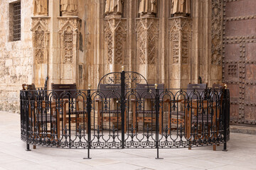 Seating for the Tribunal de las Aguas de Valencia (The Water Court), Valencia, Spain