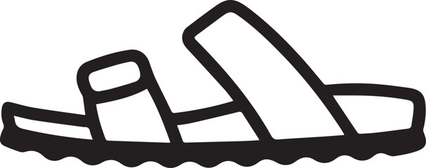 Trendy sandal line art for summer fashion promotion, perfect for social media, blog posts, and seasonal marketing materials. Simple, modern footwear icon.