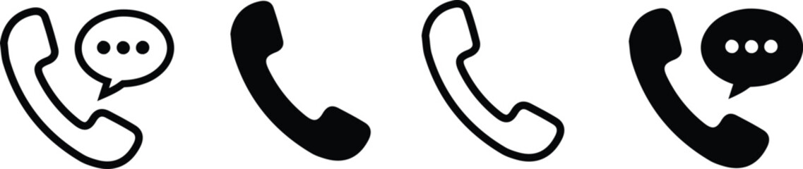 &ldquo;Modern Phone and Communication Icon Set &mdash; Minimal Flat Vector Design with Handset, Smartphone, Chat Bubble, and Signal Symbols for Digital, Web, and Mobile Interface Applications&rdquo;