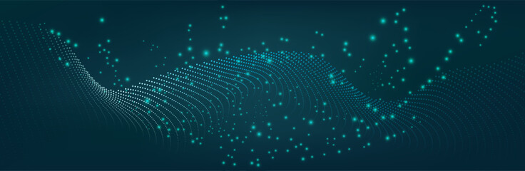 Modern abstract green wave on dark teal background,tech banner, corporate business concept, hi-tech abstract background, vector illustration for business or presentation © Руслана Колодницкая