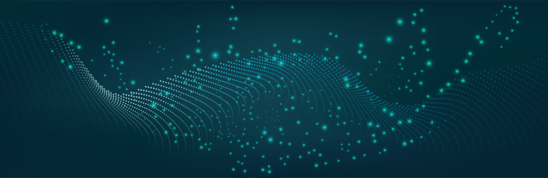 Modern abstract green wave on dark teal background,tech banner, corporate business concept, hi-tech abstract background, vector illustration for business or presentation