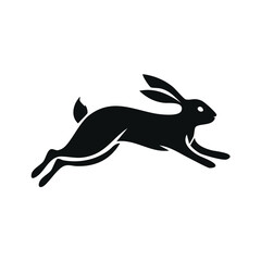 rabbit silhouette vector on white background.