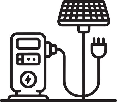 solar panel charging station black outline clip art preview